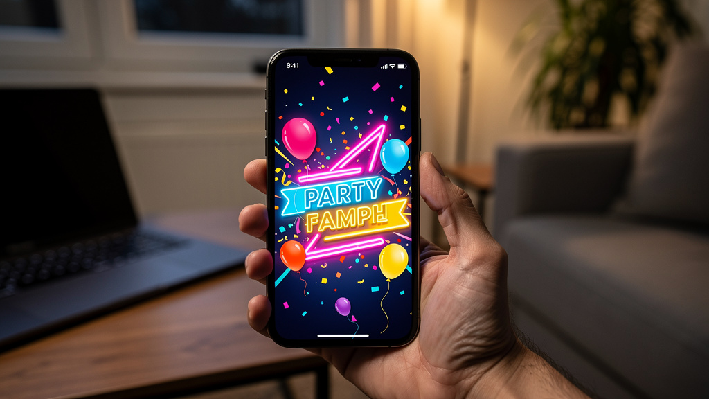 Digital party invitation displayed on smartphone screen