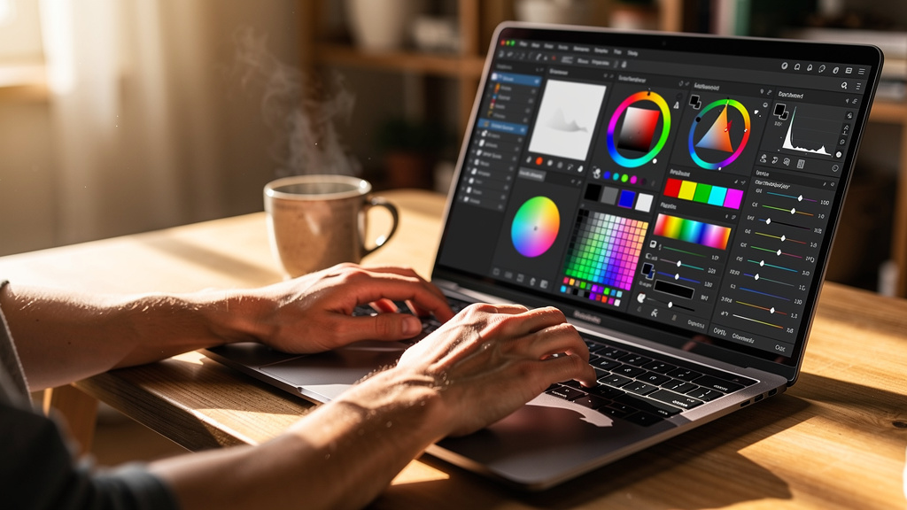 Parent customizing digital party invitation on computer