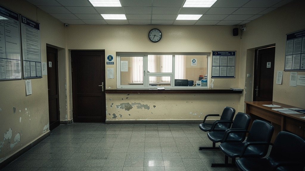 Police station service counter in Bucharest