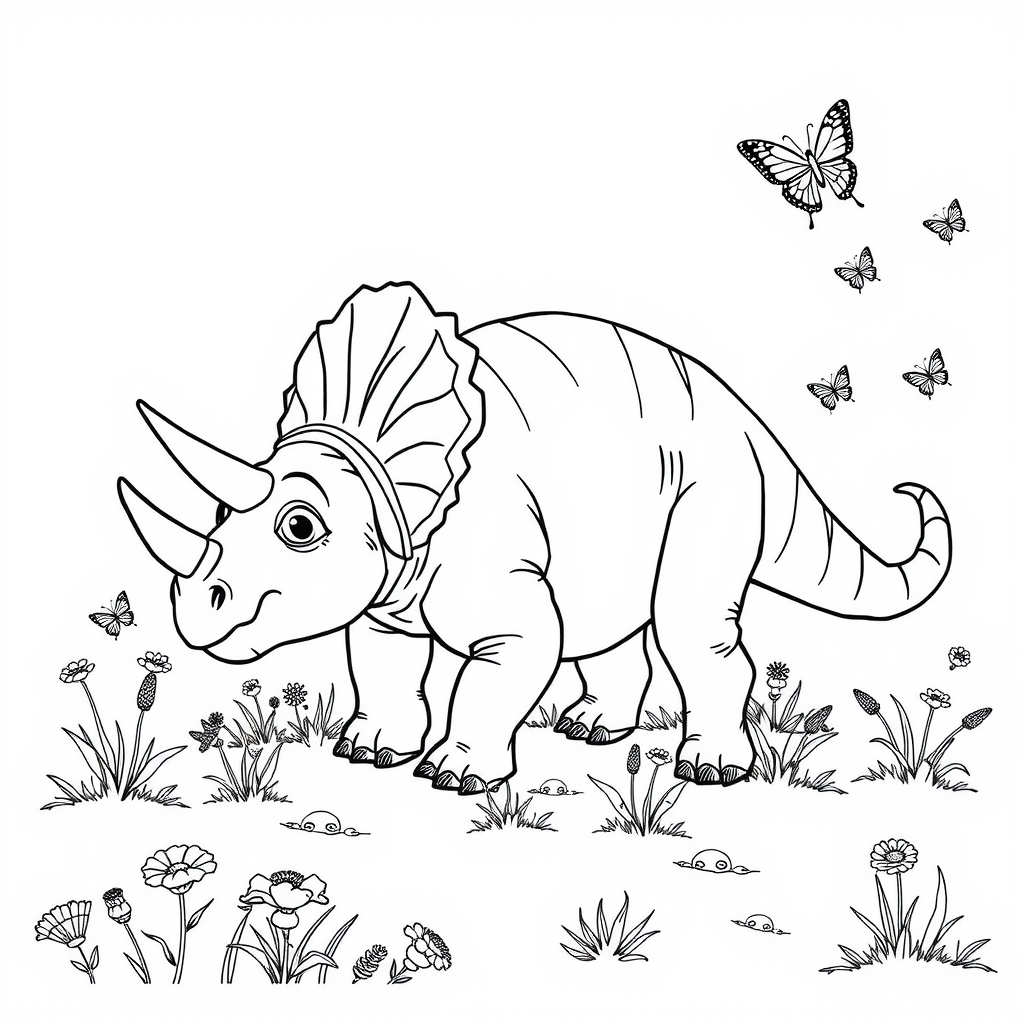 Triceratops Play Coloring Page