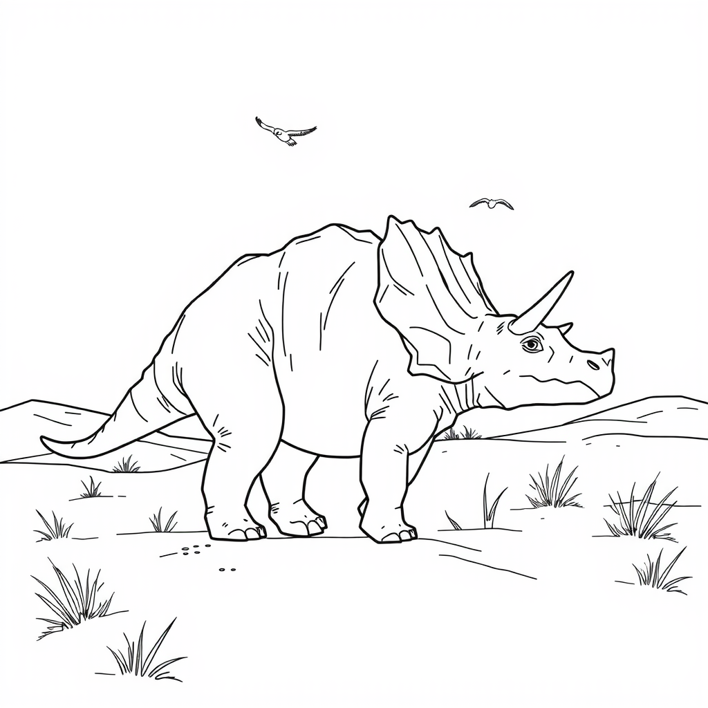 Triceratops Bird Coloring Page