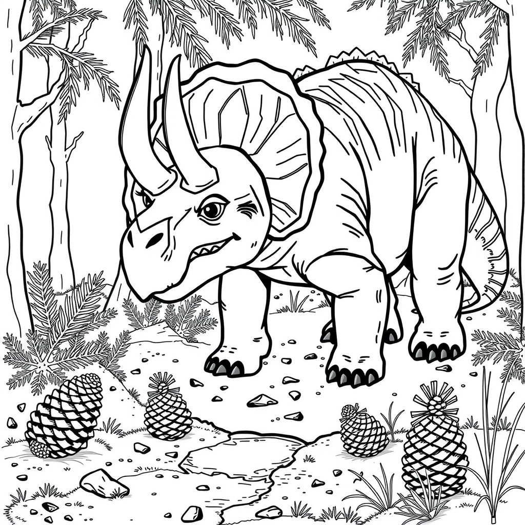 Triceratops Pine Coloring Page