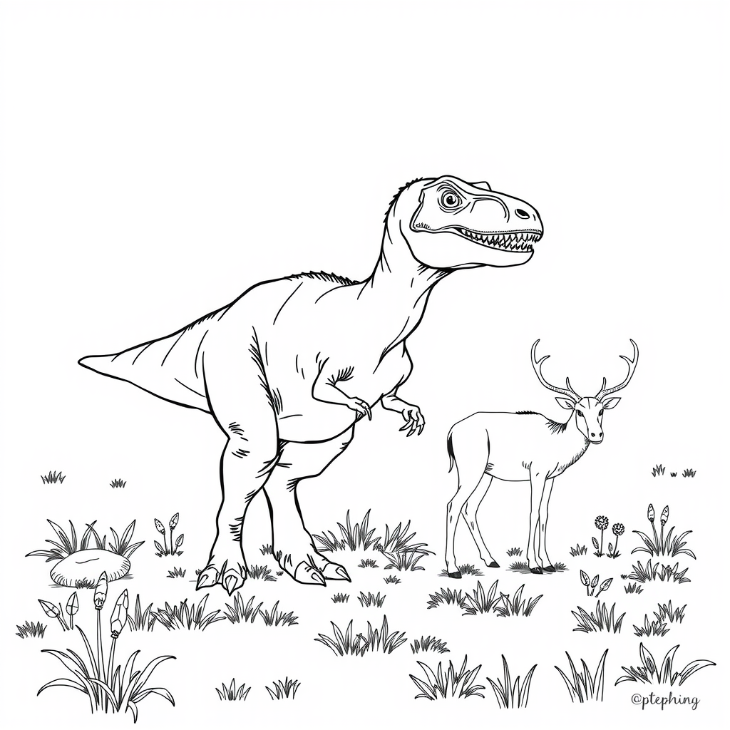 Velociraptor Elk Coloring Page