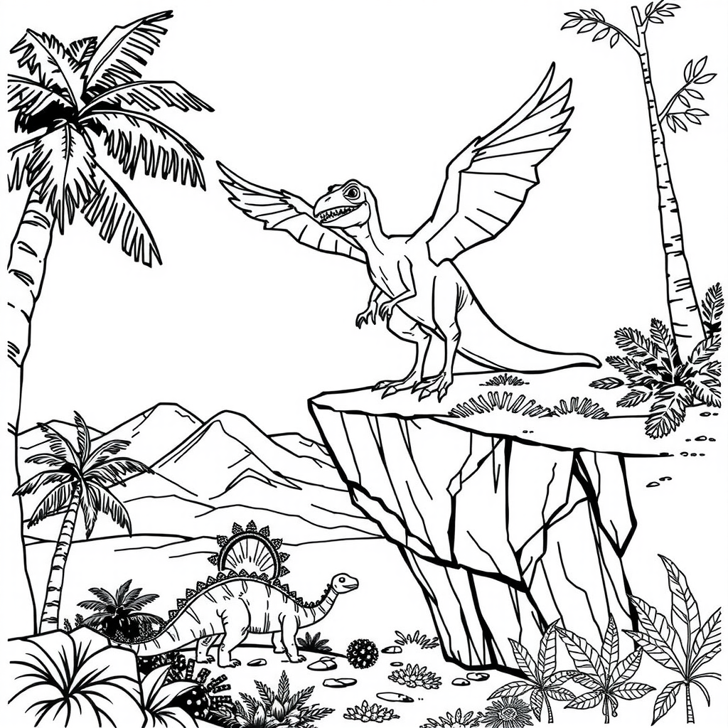 Ptero Friend Waves Coloring Page