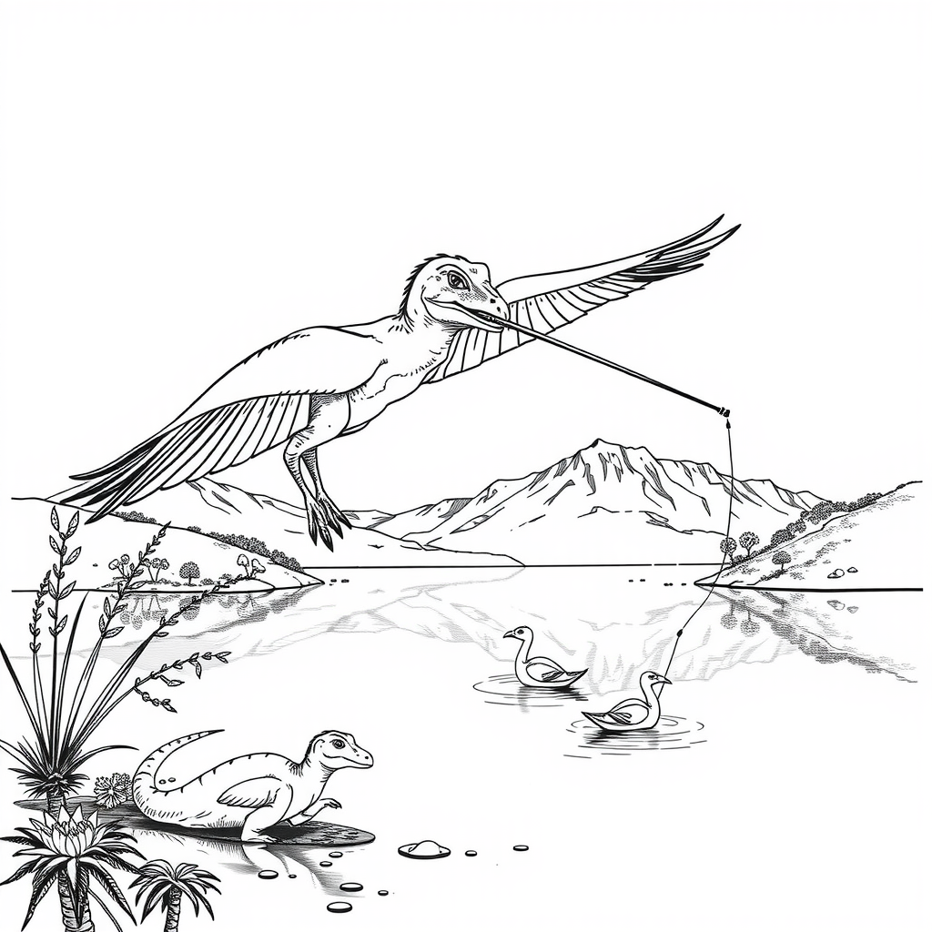 Ptero Fishes Lake Coloring Page