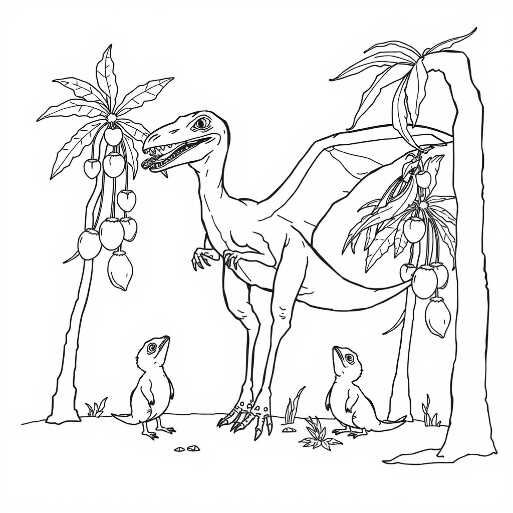 Ptero Snacks Fruit Coloring Page