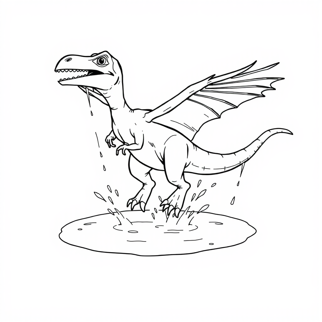 Ptero Splashes Rain Coloring Page