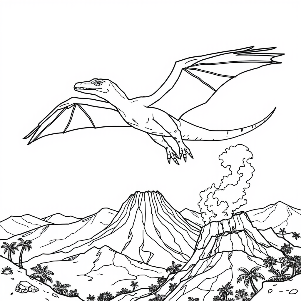 Ptero Swoops Volcano Coloring Page