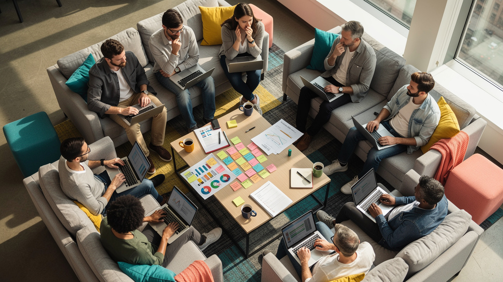 Agile team sprint retrospective and planning session