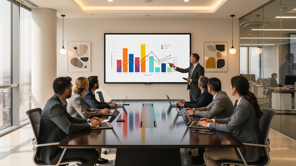 Business team reviewing Agile project outcomes and benefits