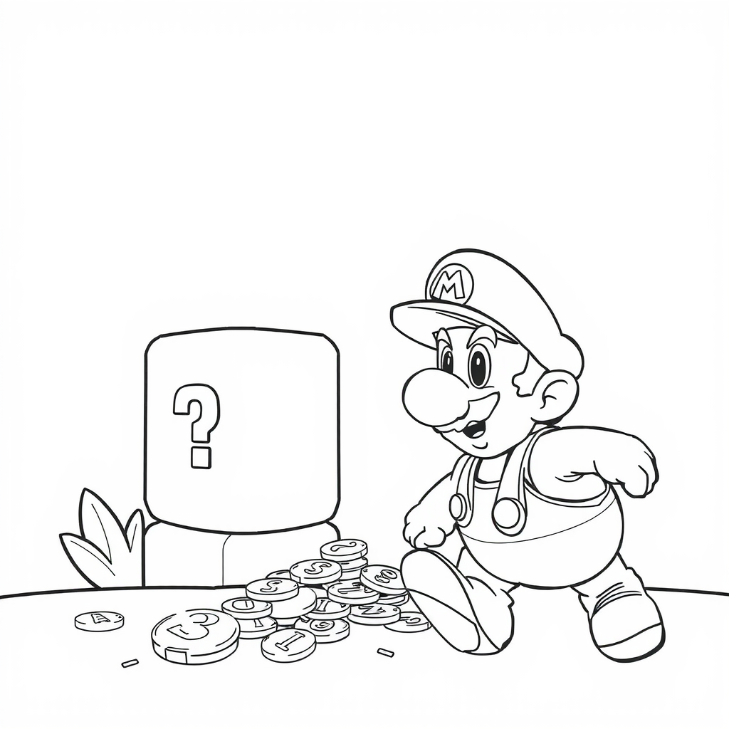 Mario Coin View Coloring Page