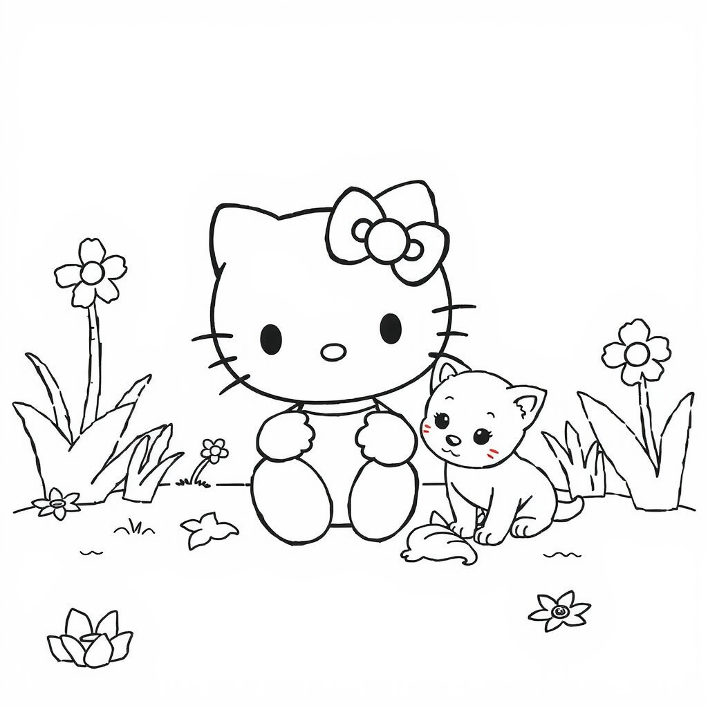 Page à colorier Hello Kitty Pet Friends