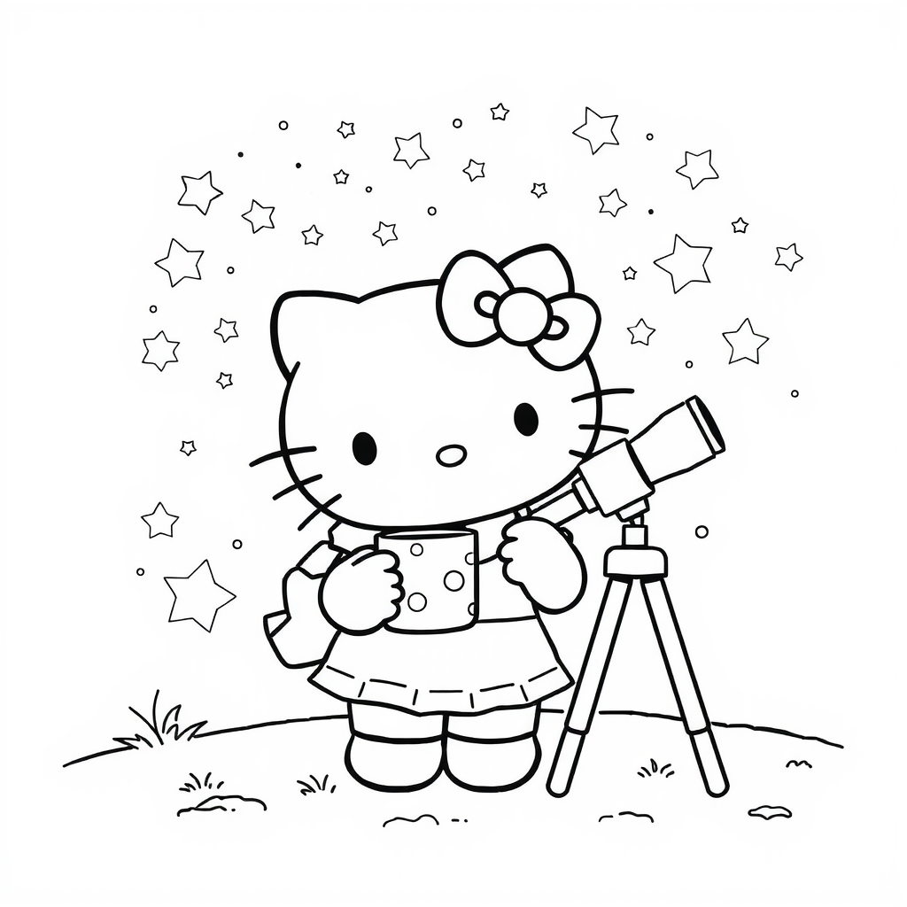 Page de coloriage Hello Kitty Starry Night