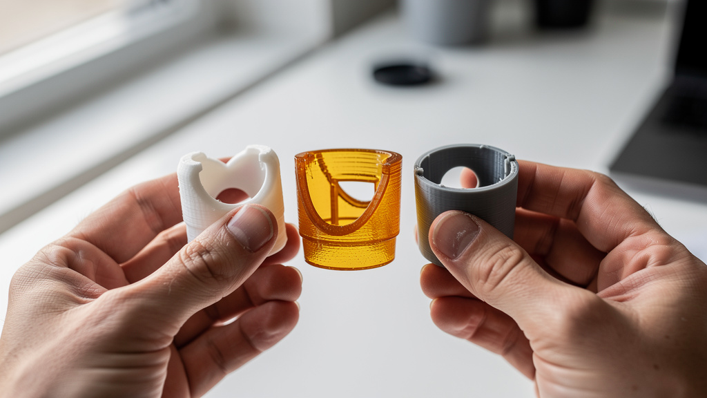 Designer comparing multiple 3D printed prototype variations