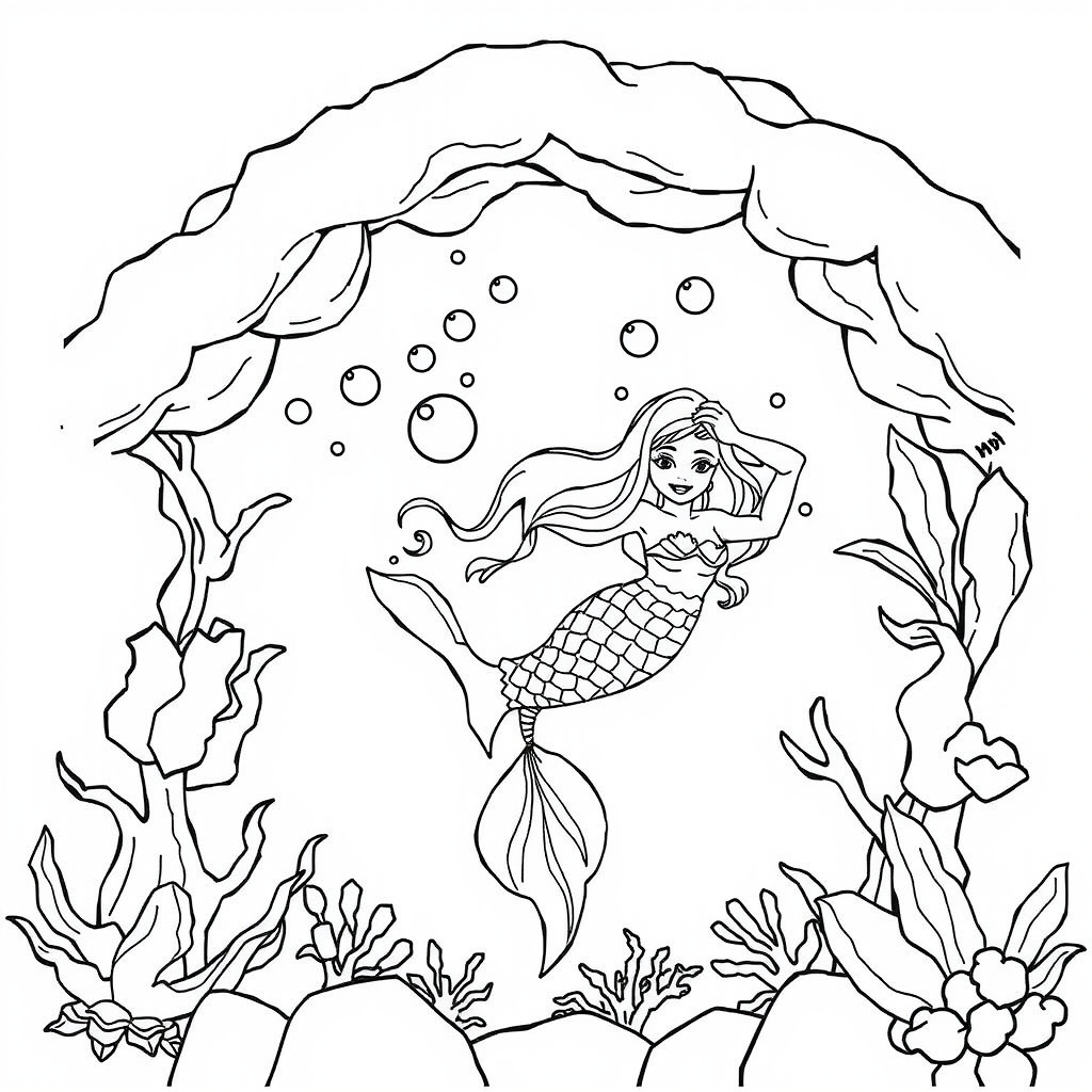 Mermaid Archway Coloring Page