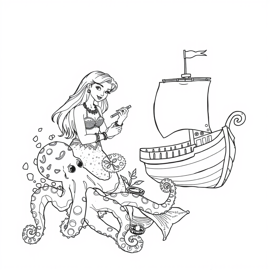 Mermaid Gems Coloring Page