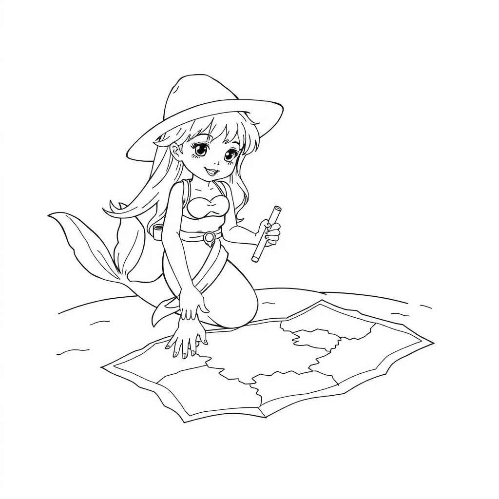 Mermaid Map Coloring Page