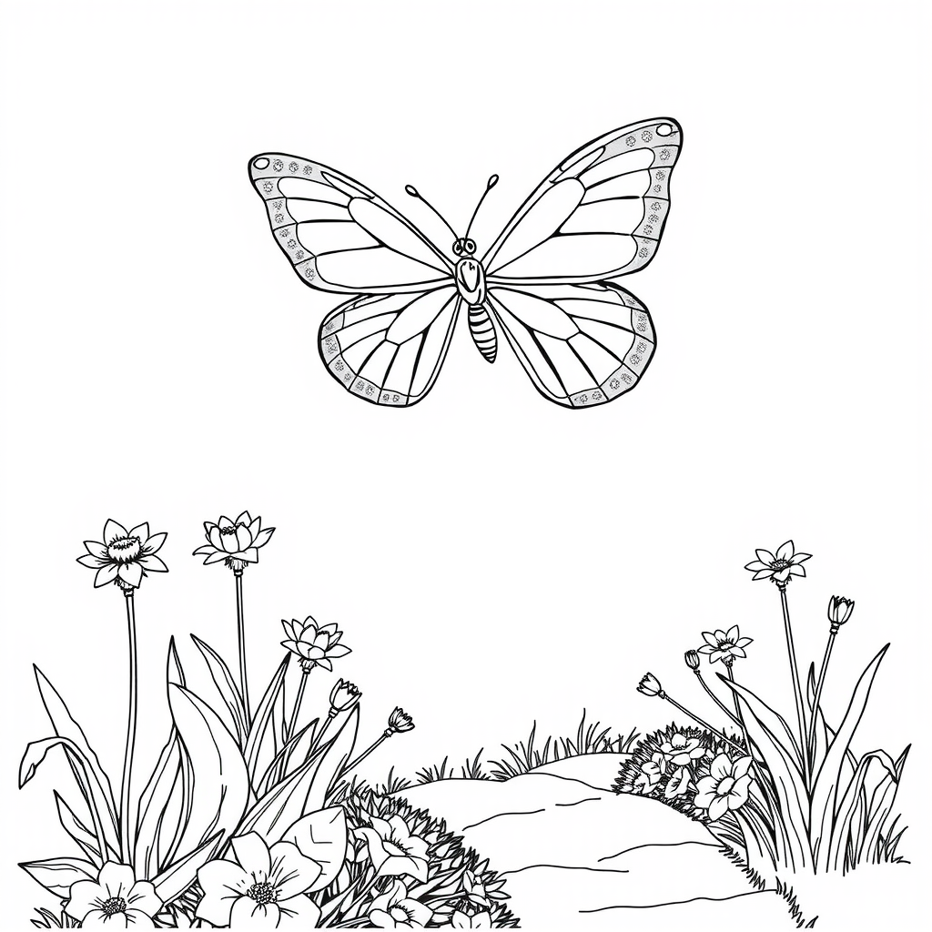 Jumping Butterfly Coloring Page