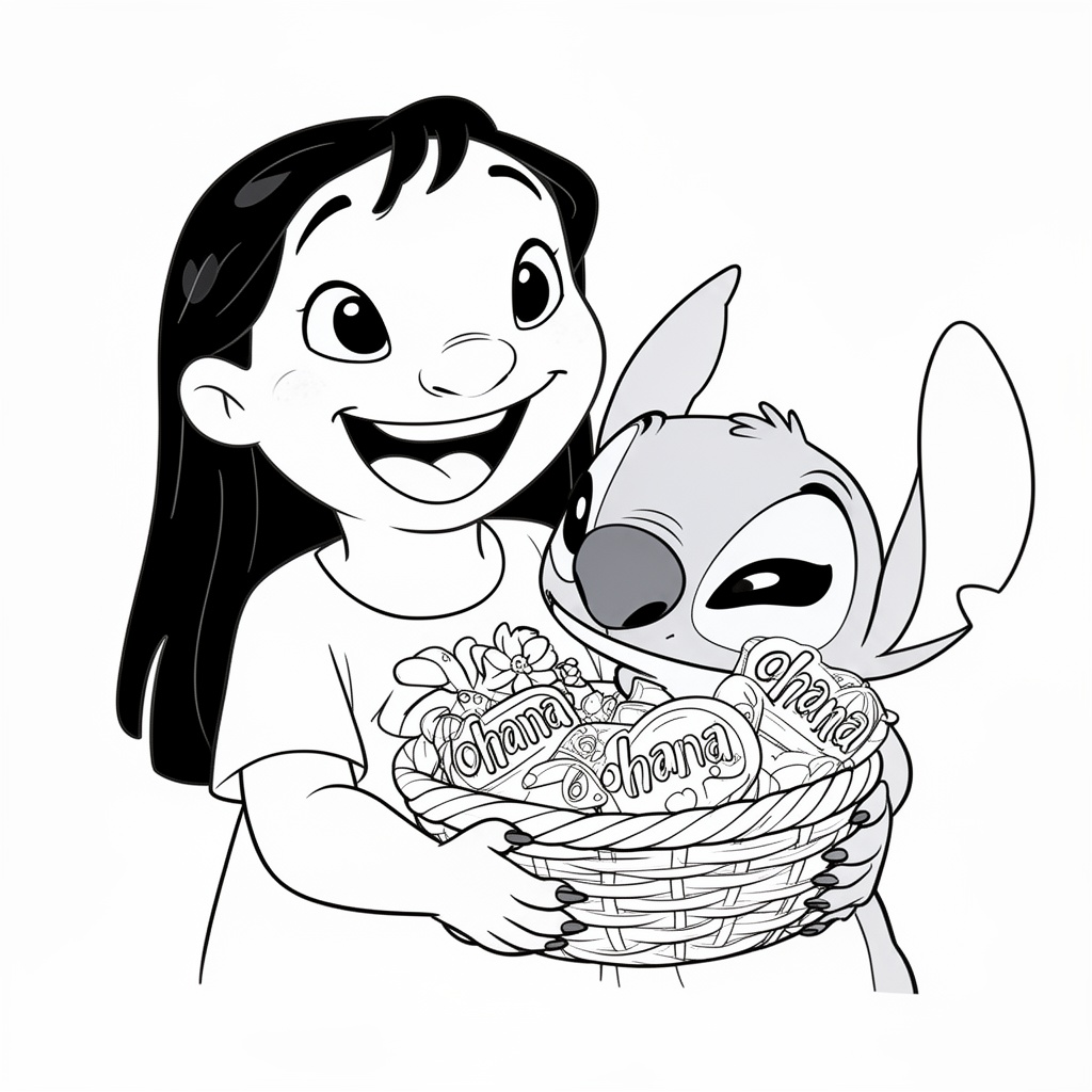 Stitch Ohana Coloring Page