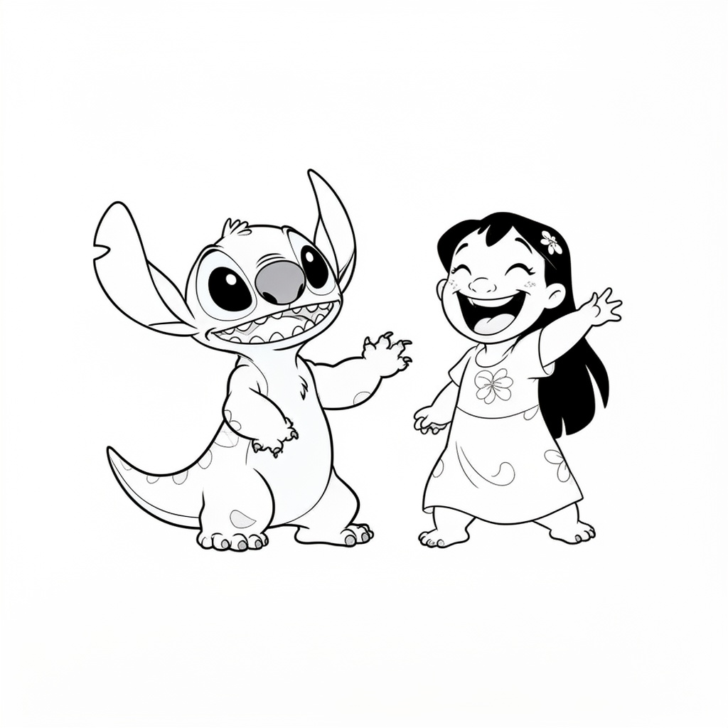 Stitch Dino Coloring Page