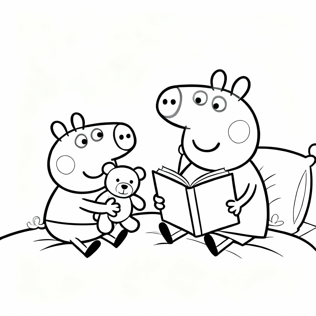 Peppa Bedtime Coloring Page