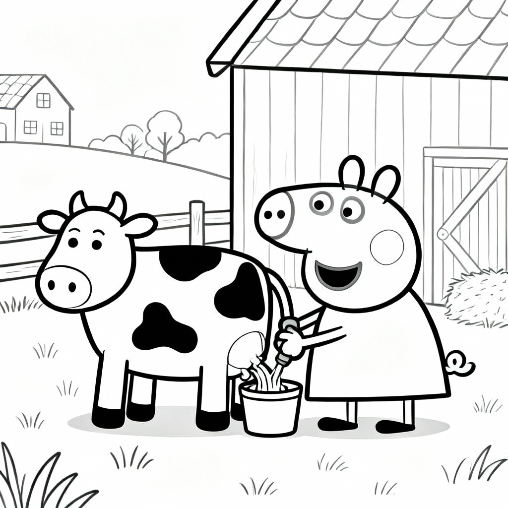 Peppa Pig Farm Coloring Page