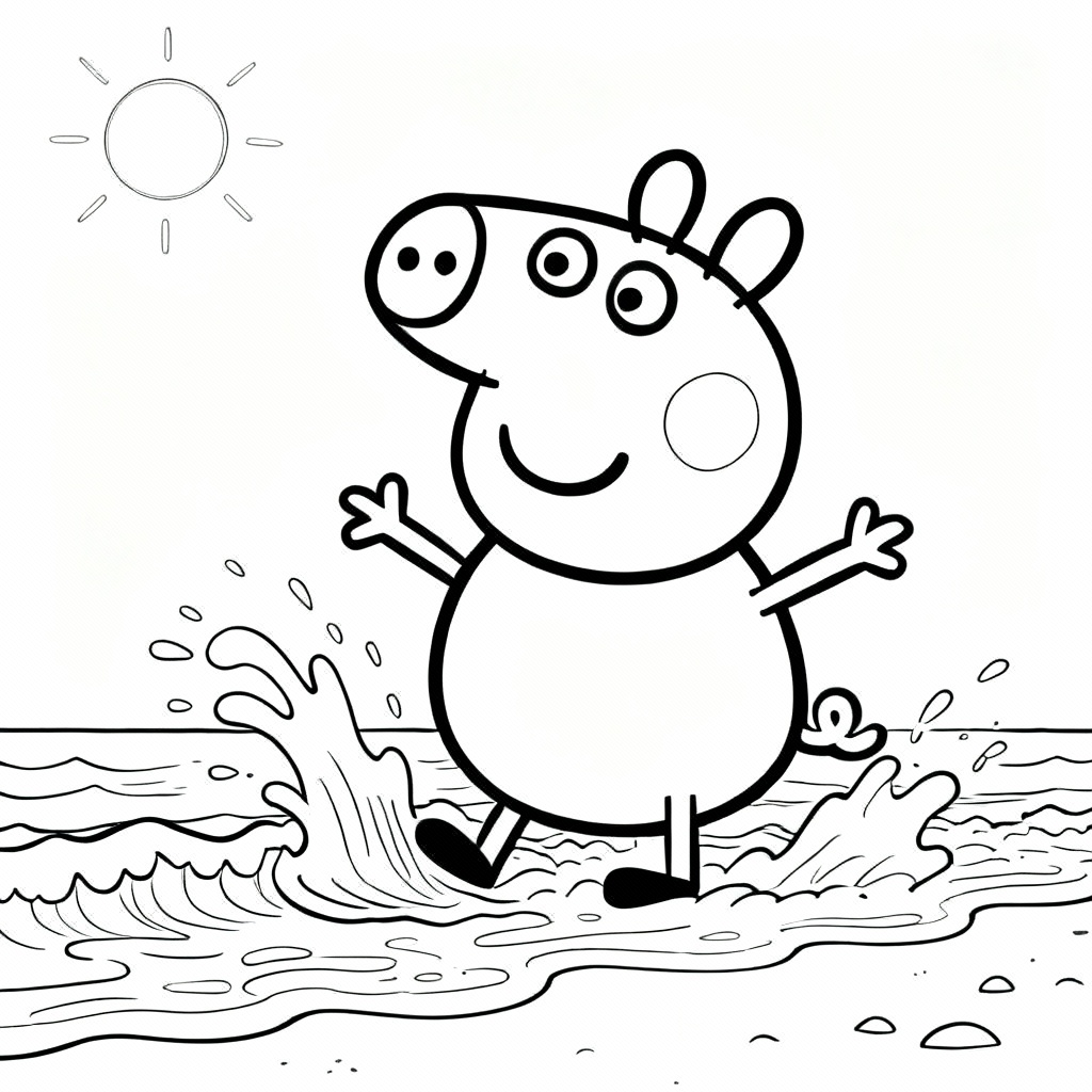 Peppa Pig Beach Coloring Page