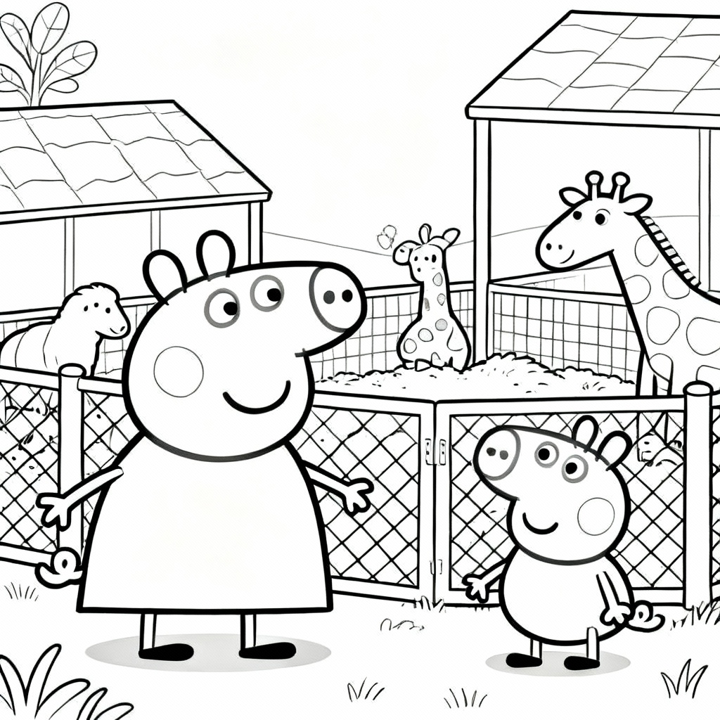 Peppa Pig Zoo Coloring Page