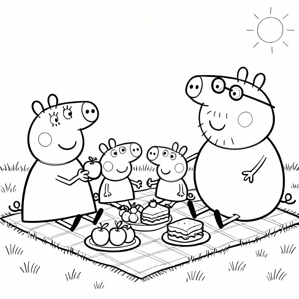 Peppa Picnic Coloring Page