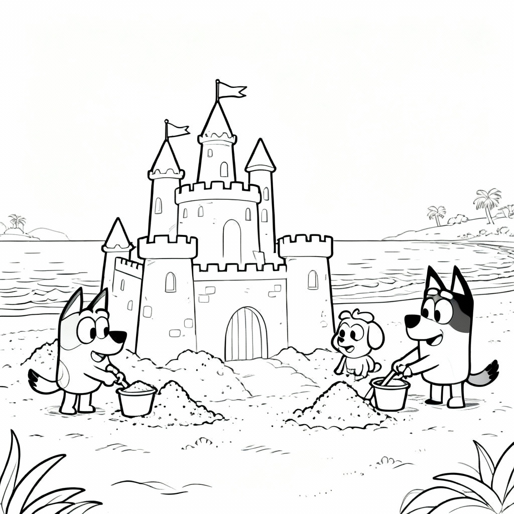 Bluey Sandcastle Coloring Page