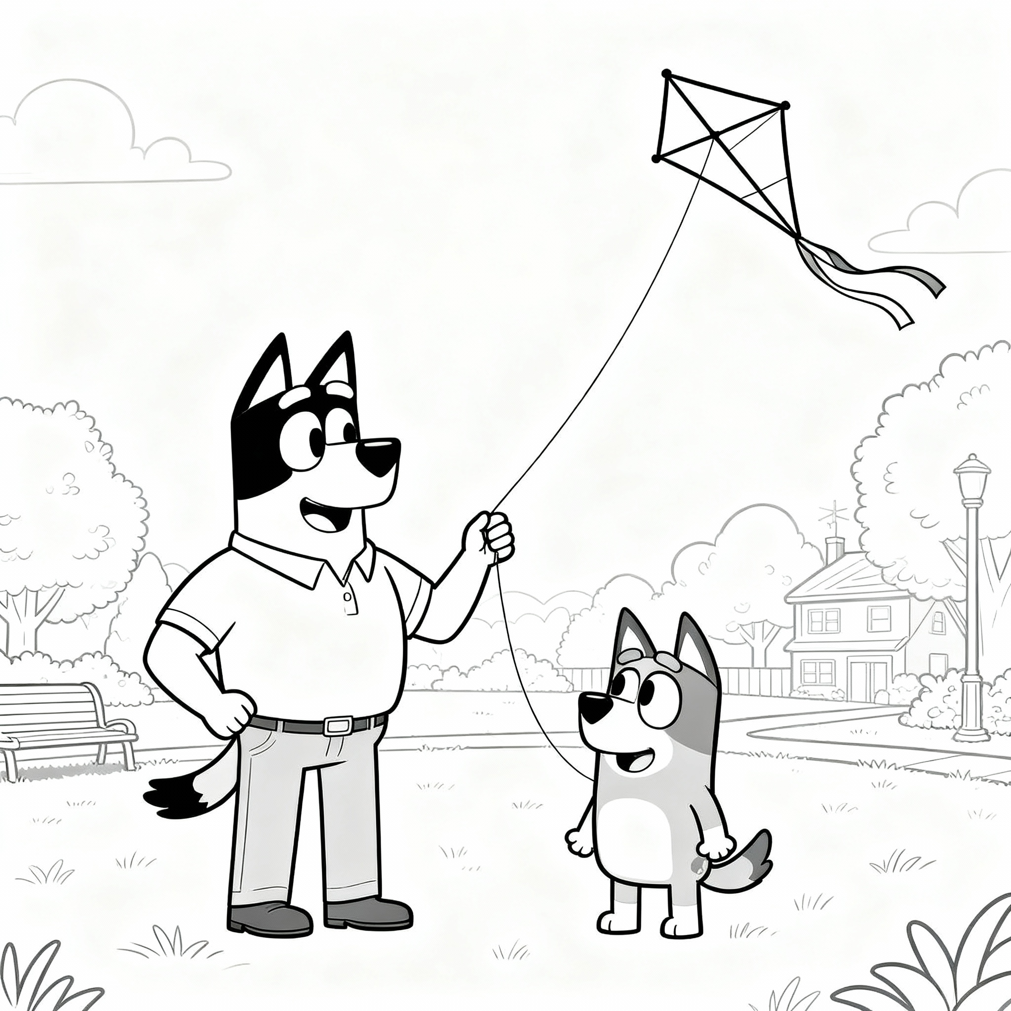 Bluey Park Kite Coloring Page