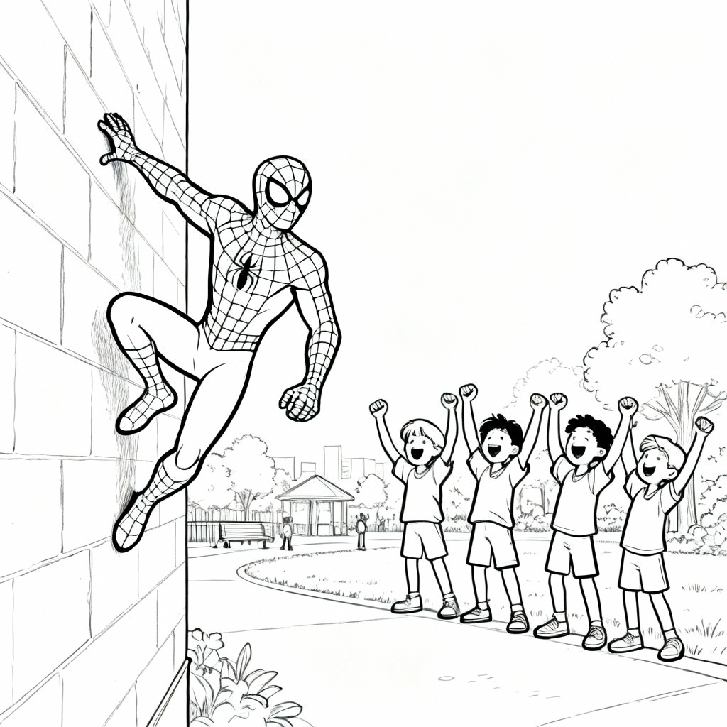 Spidey Wall Coloring Page