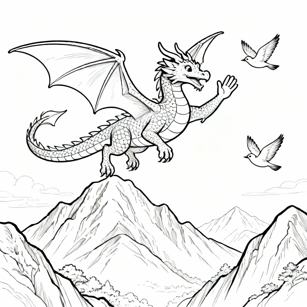 Dragon Flight Coloring Page