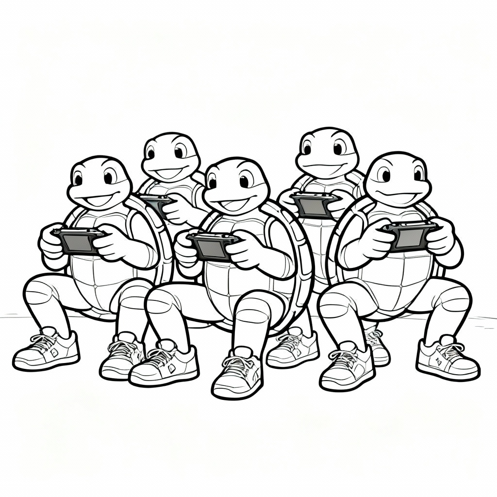 Techie Turtles Coloring Page