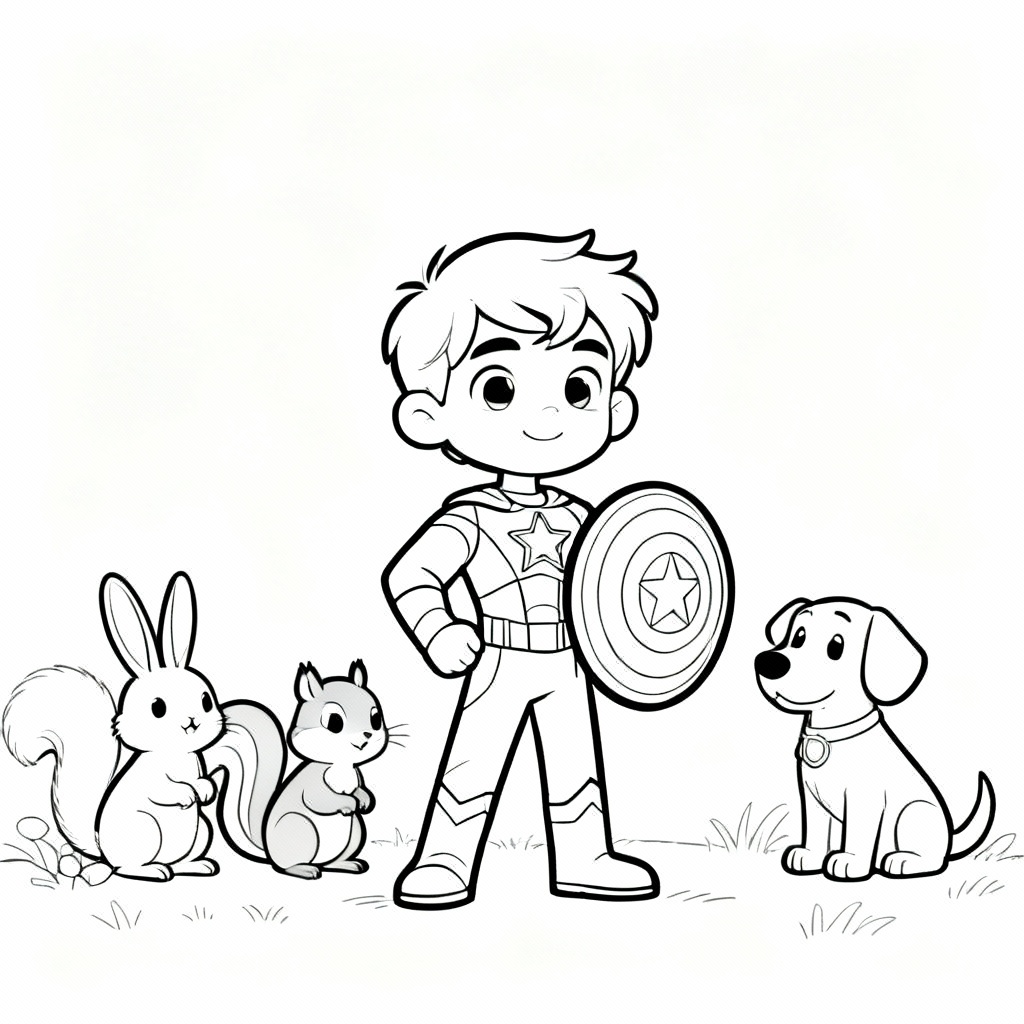 Kid Shield Hero Coloring Page