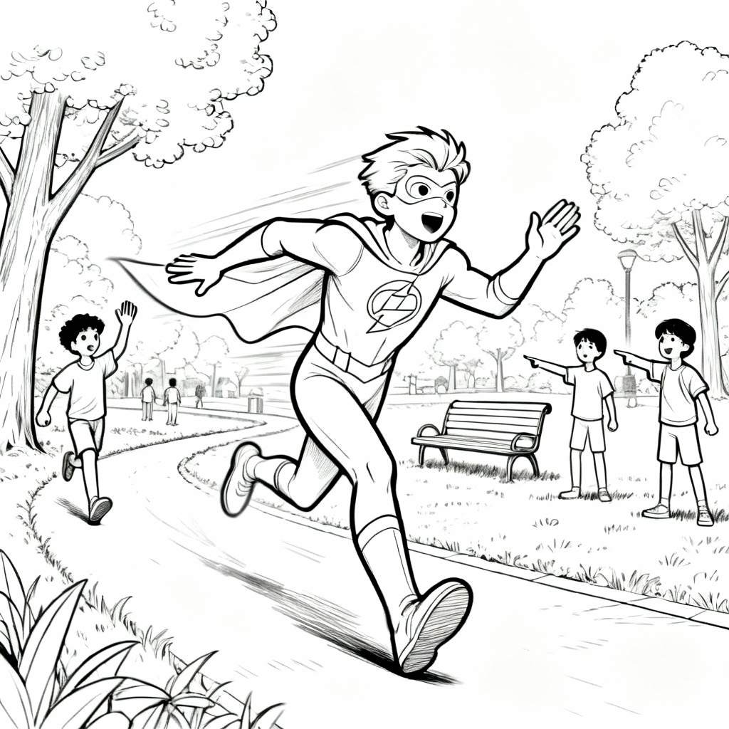 Speedy Hero Coloring Page