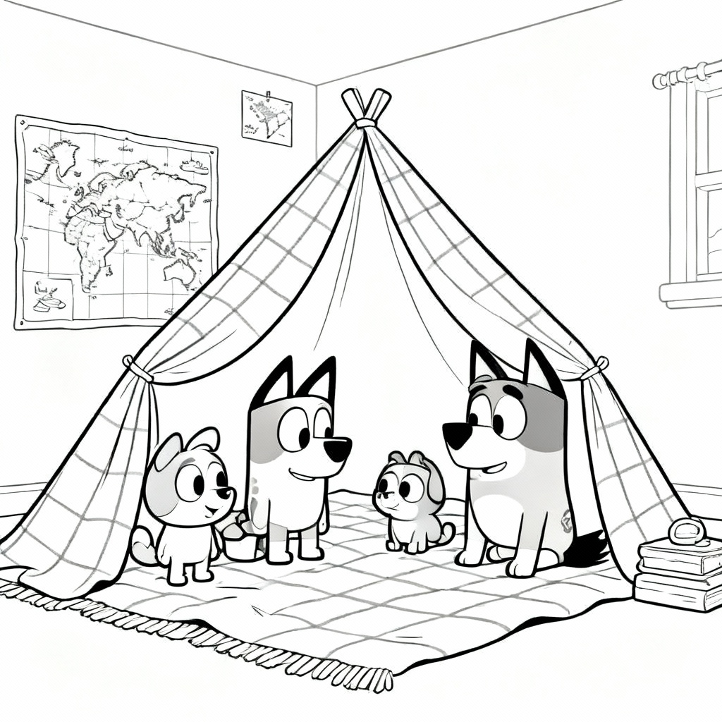 Bluey Clubhouse Coloring Page