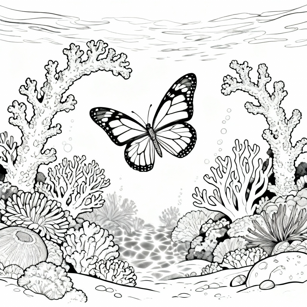 Lagoon Butterfly Coloring Page