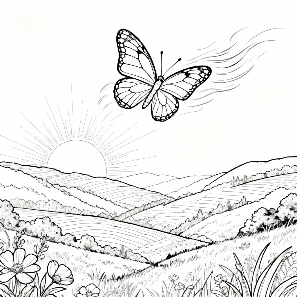 Wind Butterfly Coloring Page