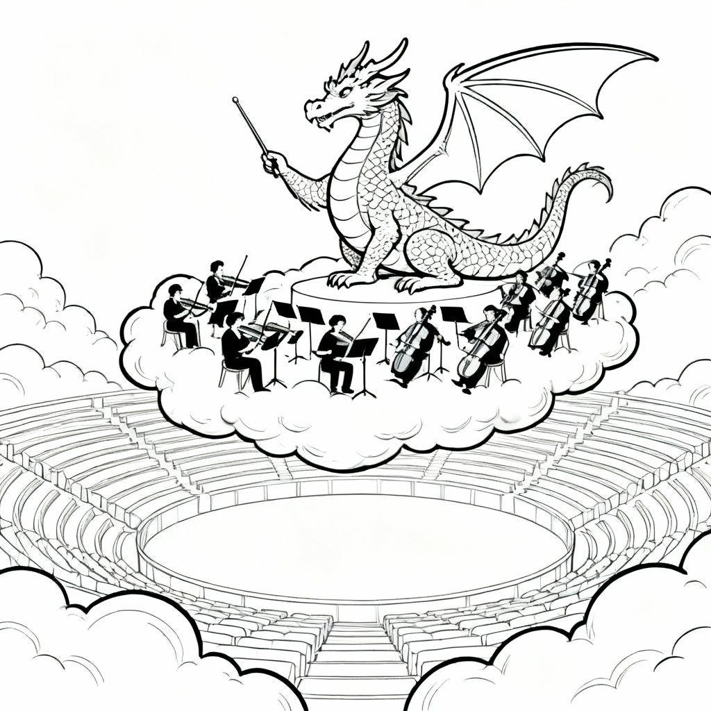 Dragon Orchestra Coloring Page