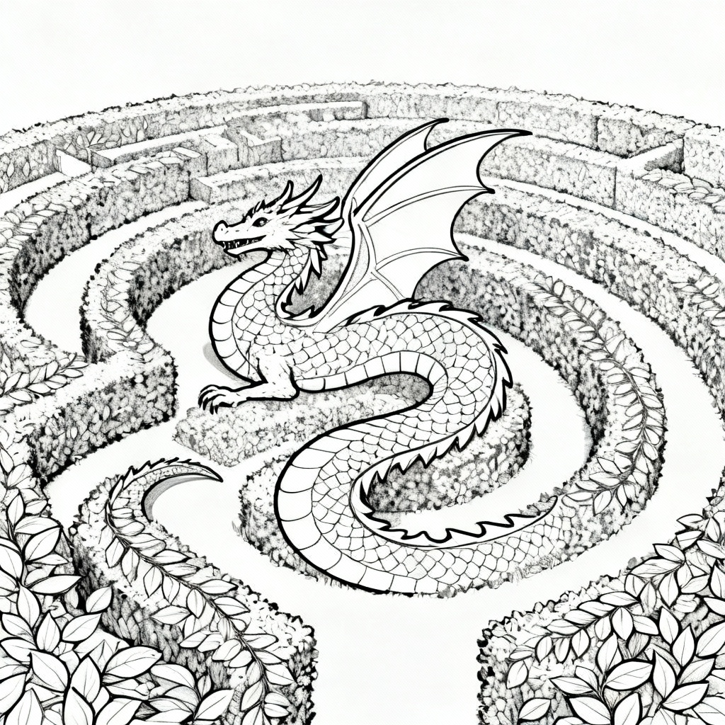 Maze Dragon Coloring Page