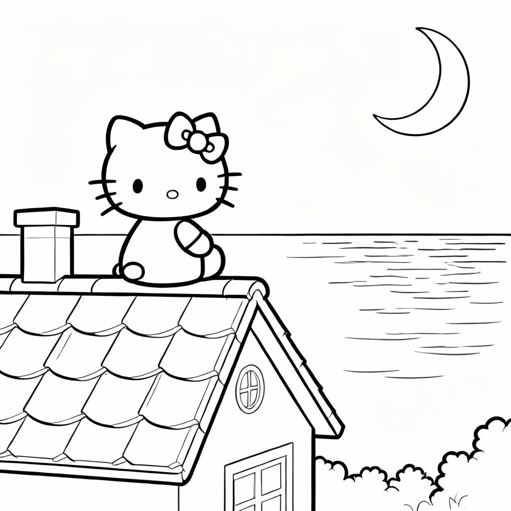 Page de coloriage Hello Kitty Moon