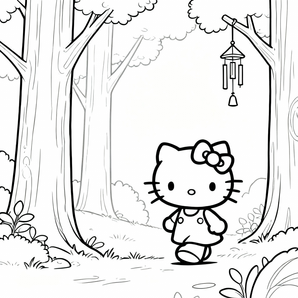 Page à colorier Hello Kitty Echo
