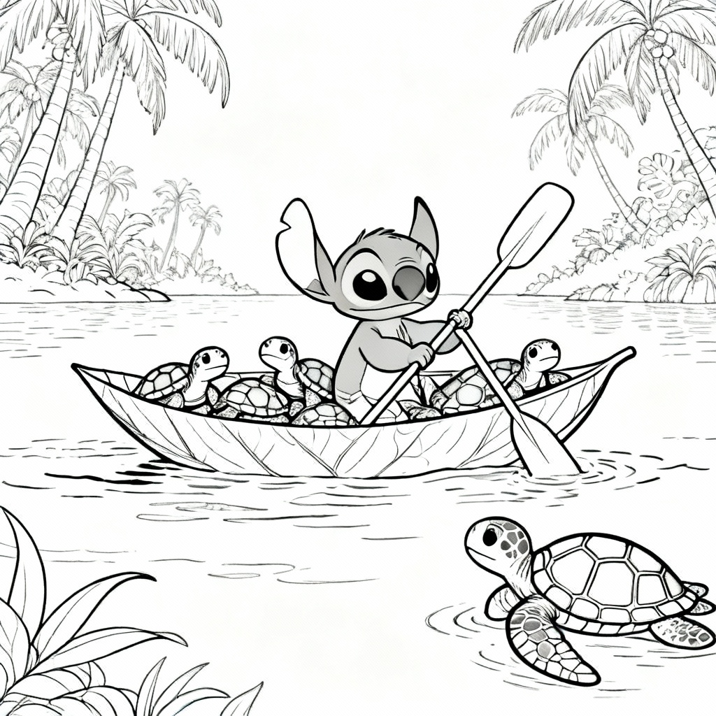 Stitch Lagoon Coloring Page