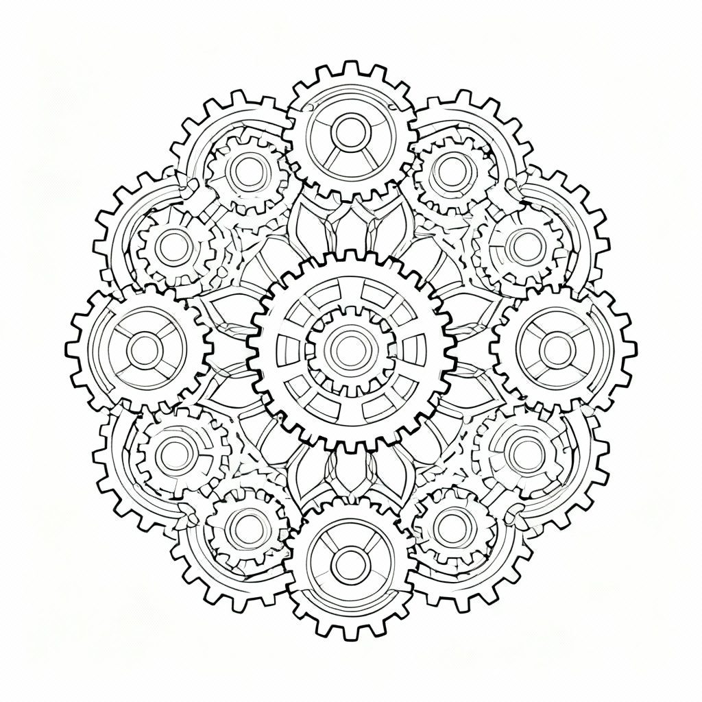 Gears Mandala Coloring Page