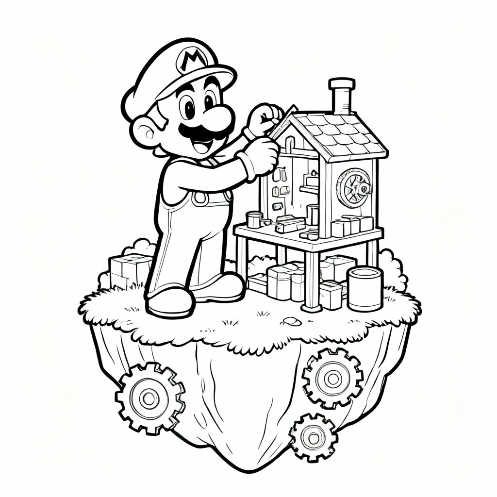 Floating Island Coloring Page