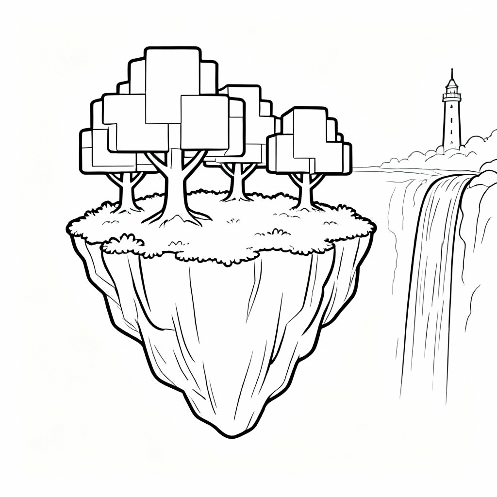 Floating Island Coloring Page