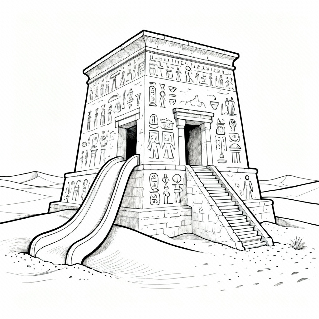 Desert Temple Coloring Page