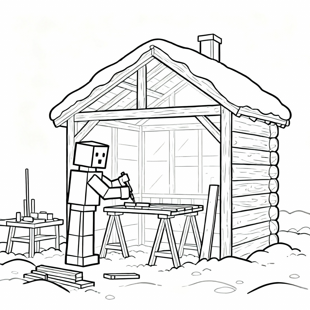 Snowy Builder Coloring Page