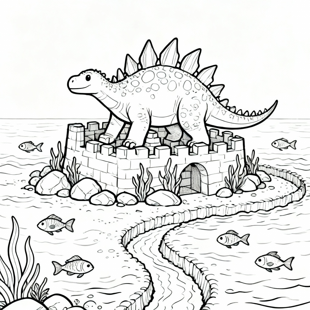 Stegosaurus Ocean Coloring Page